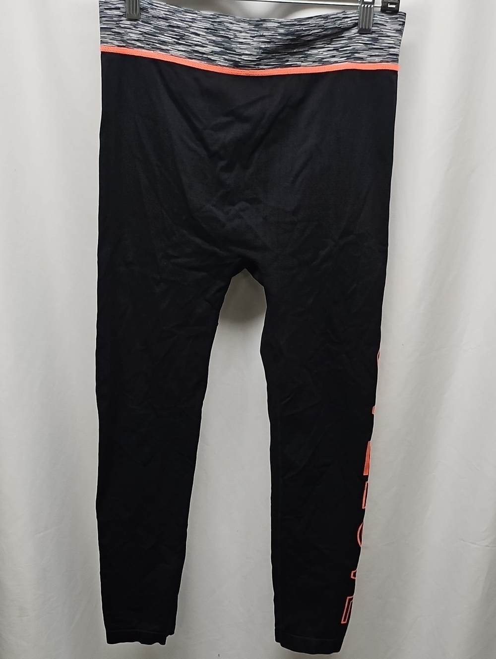 Expressions Black Leggings with Heather Gray Waistband and Coral Trim